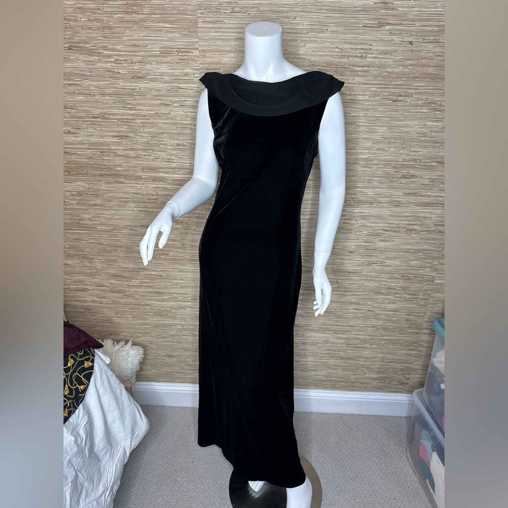 STUNNING Vintage Velvet And Chiffon Long Evening Dress